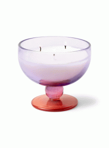 Ароматна соева свещ Падивакс Аура в стъкло-бокал - лилаво и розово - пипер и слива